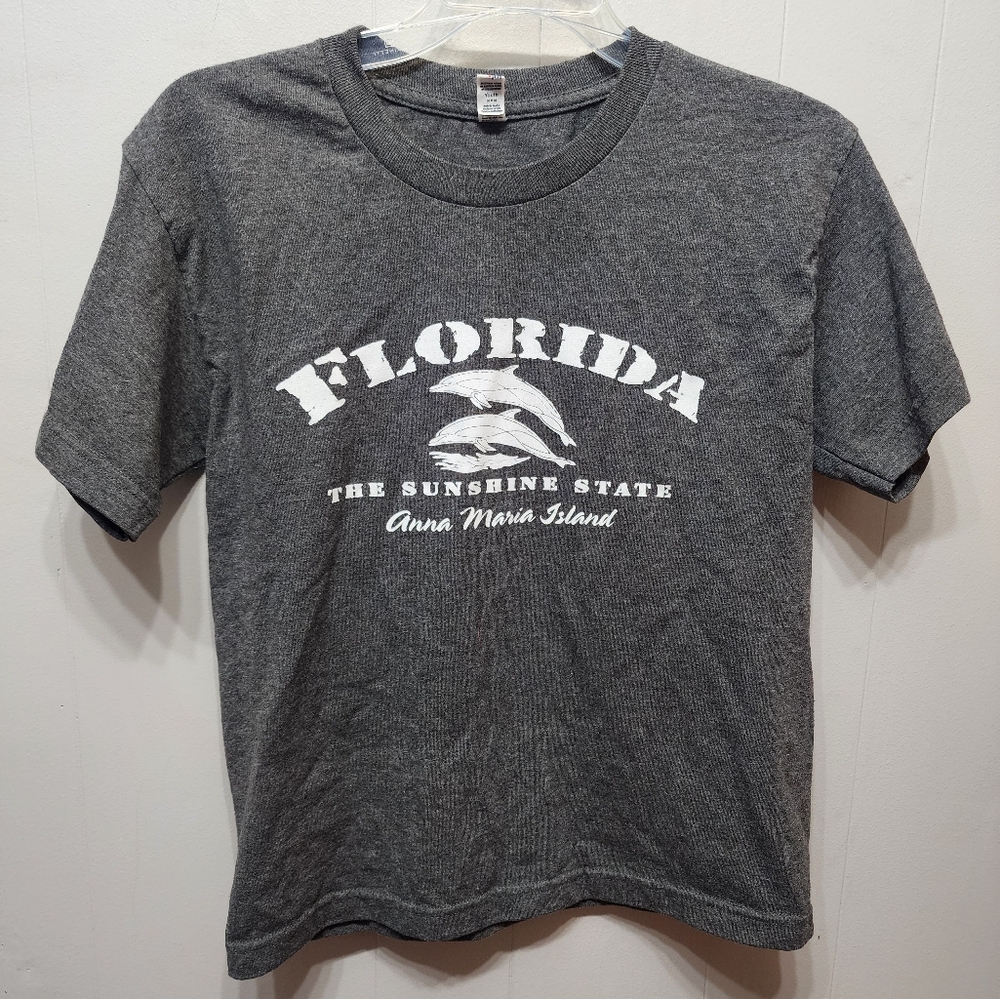 Florida Shirt Medium Youth Anna Marie Island Gray Casual Short Sleeve B880‎